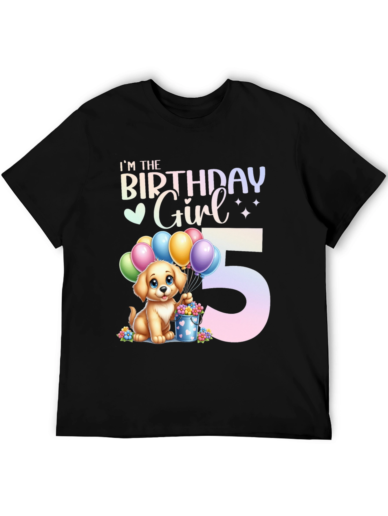 Birthday Girl 5th Birthday Dog T-Shirt