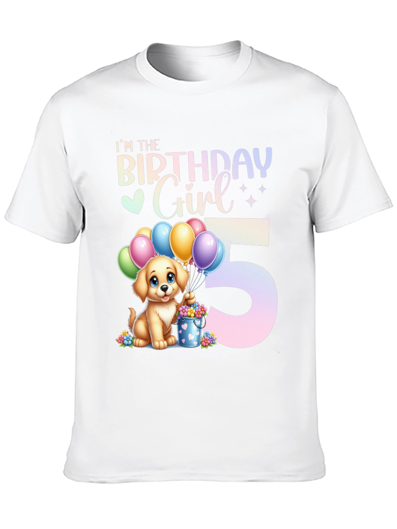 Birthday Girl 5th Birthday Dog T-Shirt