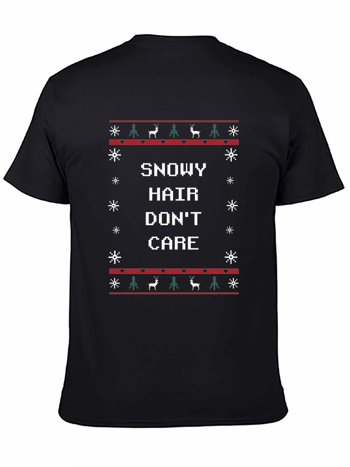 Snowy Hair Dont Care Christmas T-Shirt