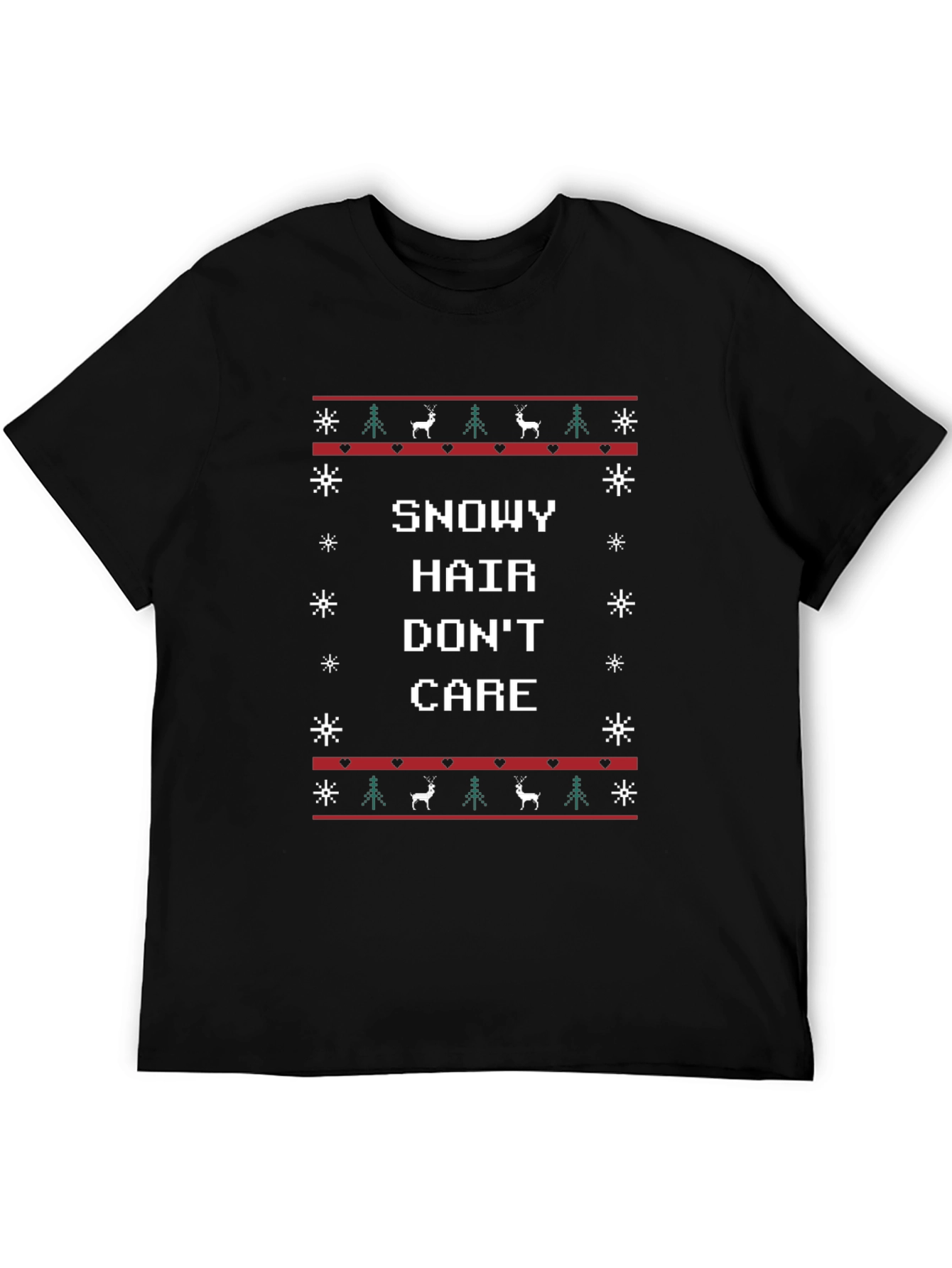 Snowy Hair Dont Care Christmas T-Shirt