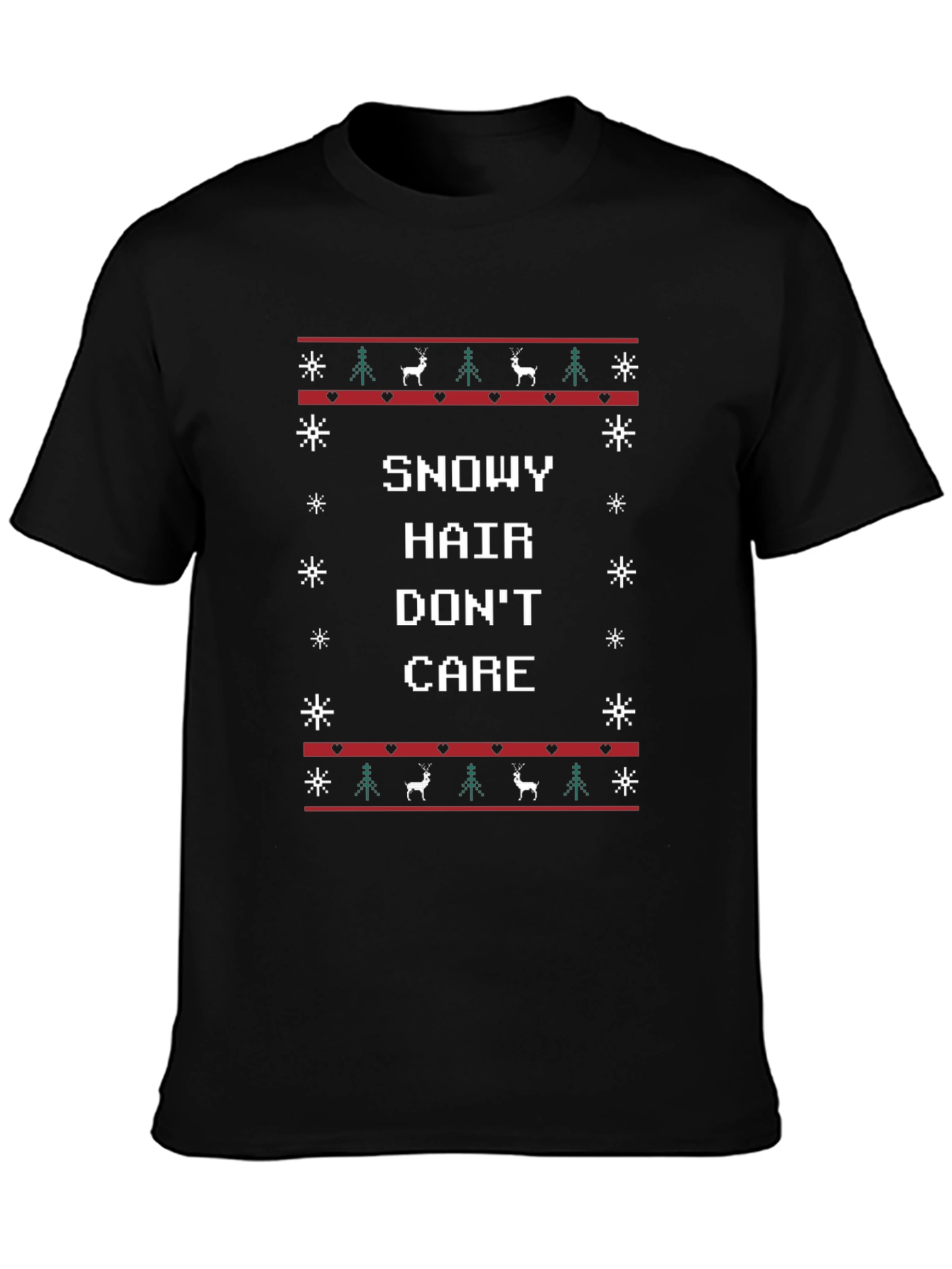 Snowy Hair Dont Care Christmas T-Shirt