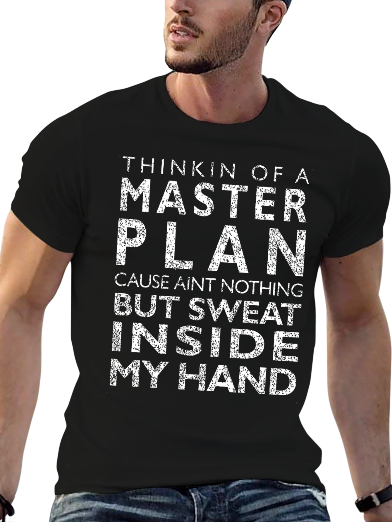 Master Plan Graphic Tee - Black Cotton Casual T-Shirt