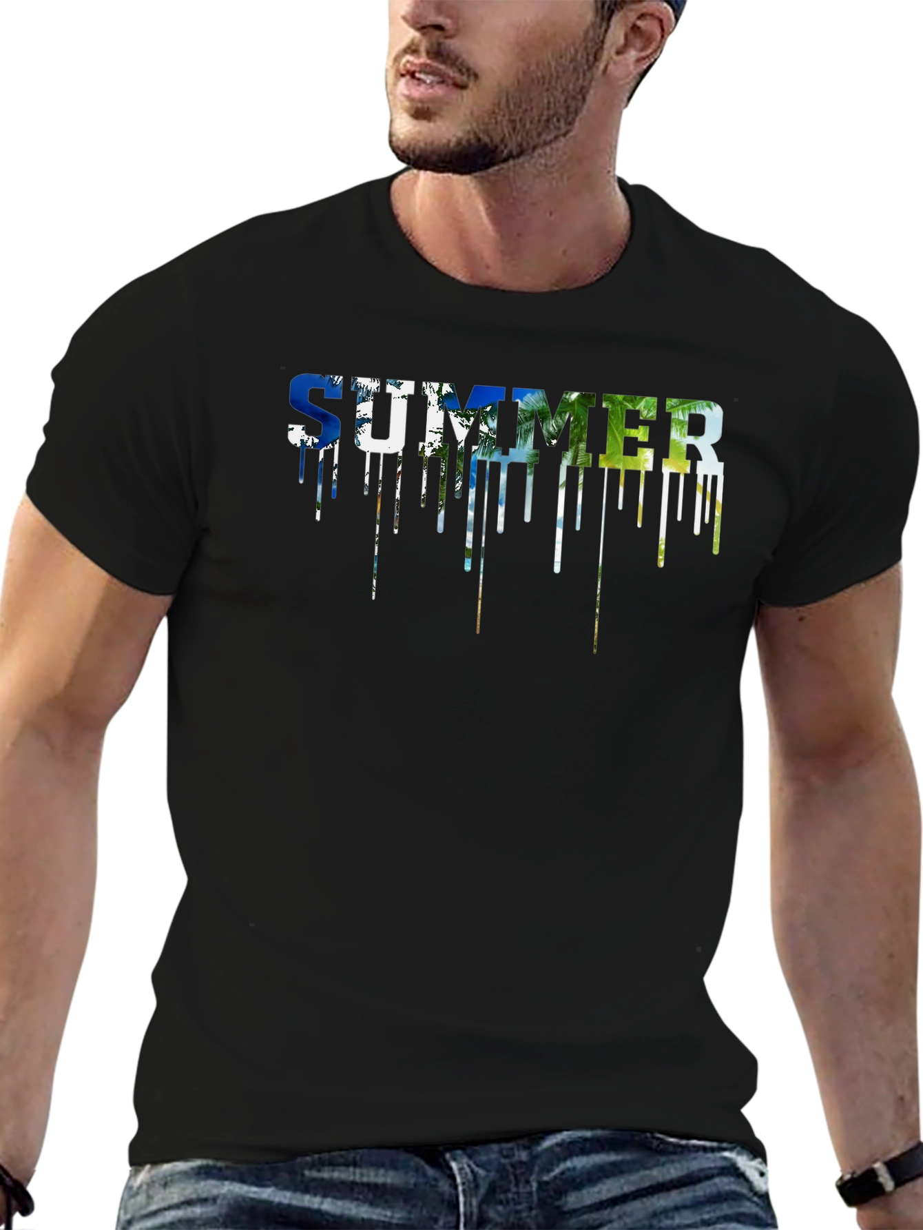 Summer Drip Graphic Black T-Shirt