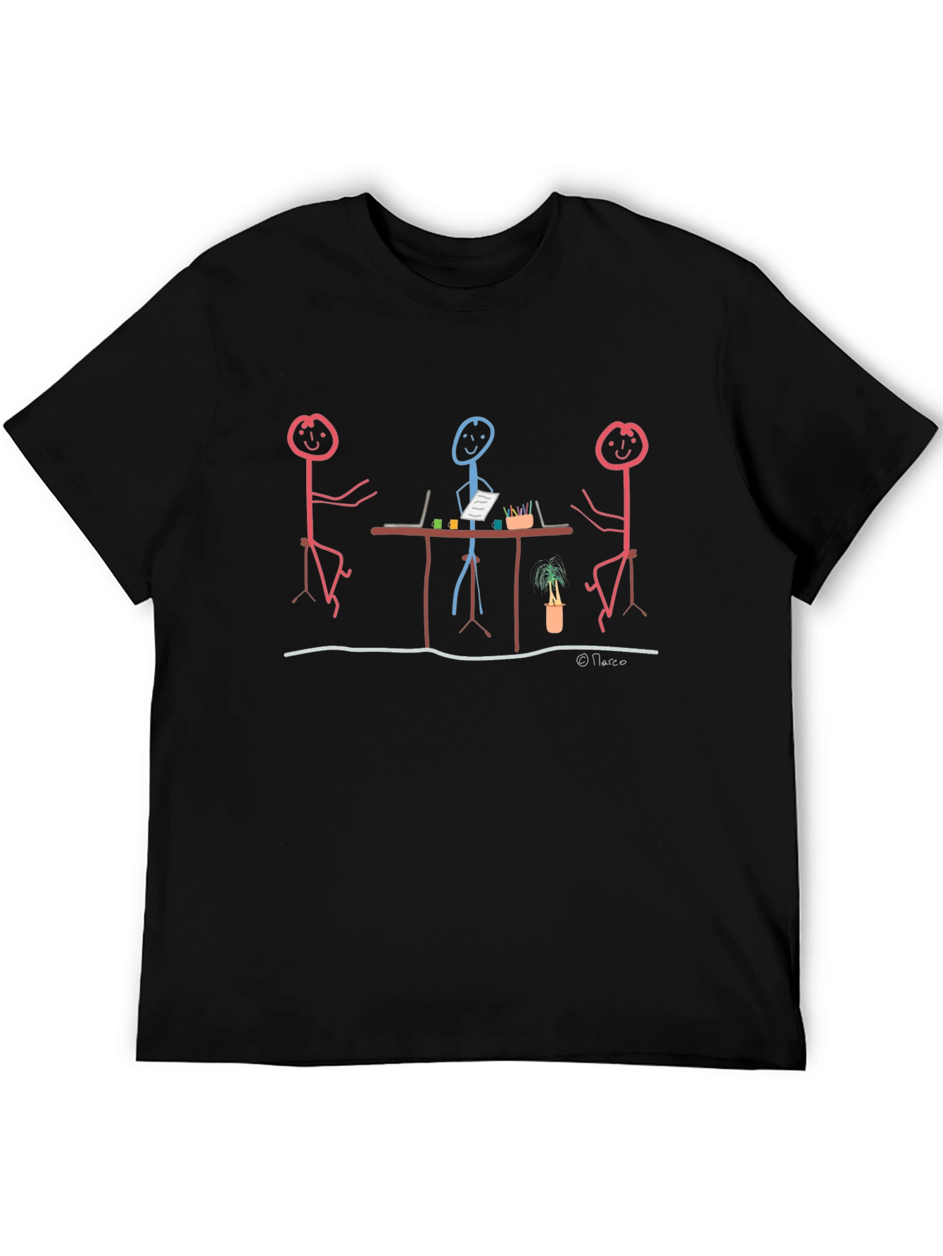 Stick Figure Meeting Graphic T-Shirt