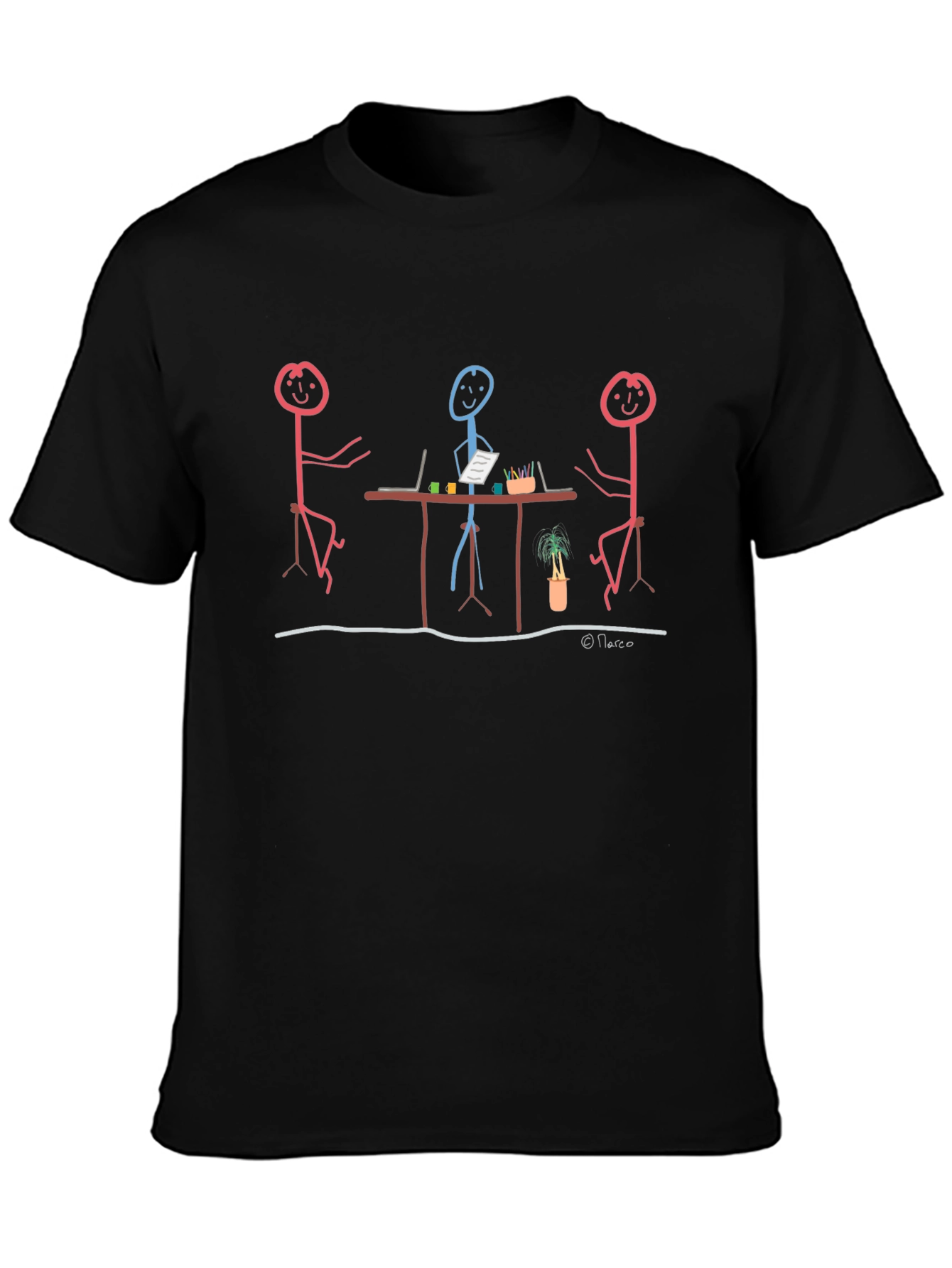 Stick Figure Meeting Graphic T-Shirt