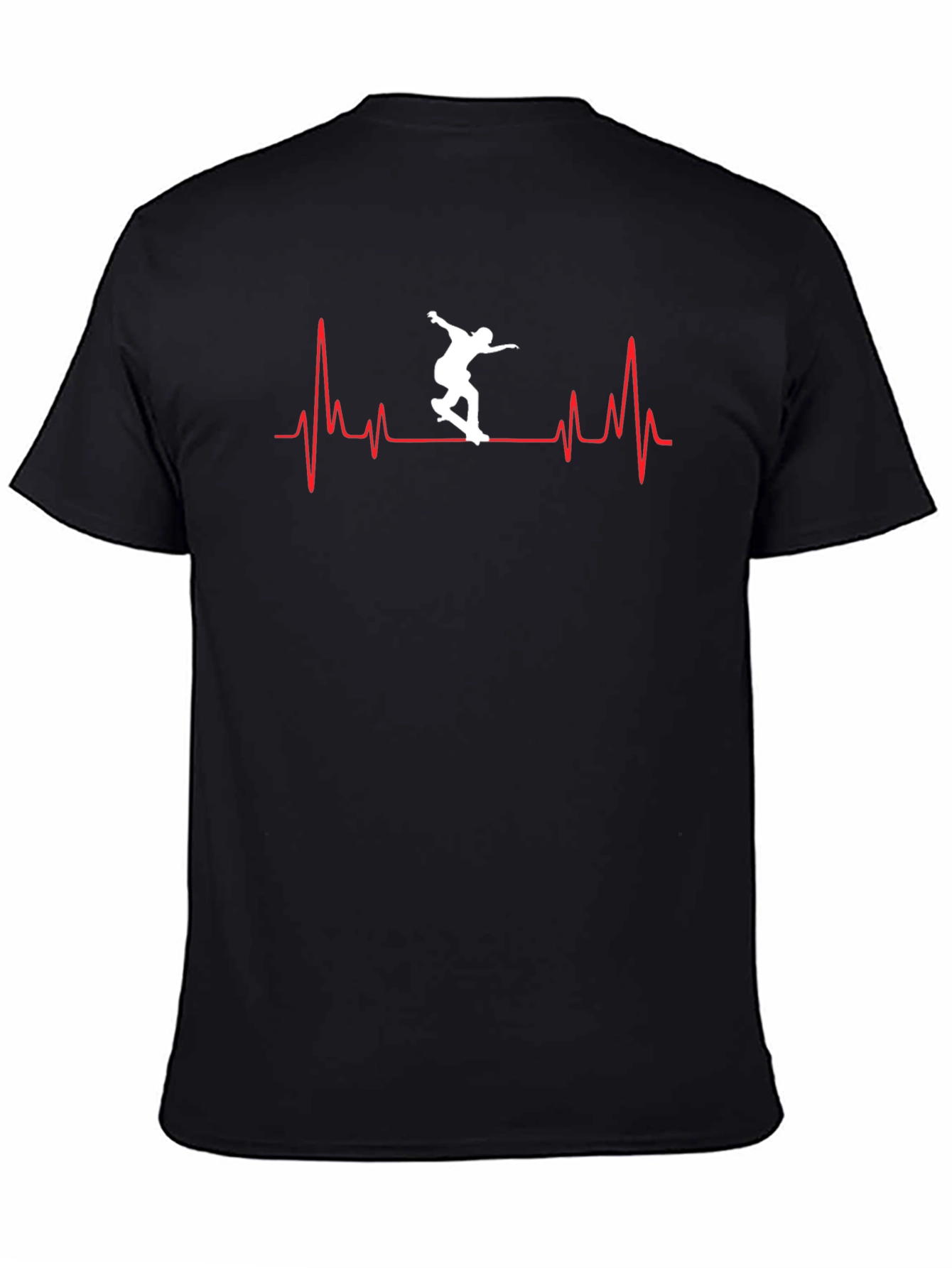 Skateboarding Heartbeat T-Shirt - Cool Black Tee
