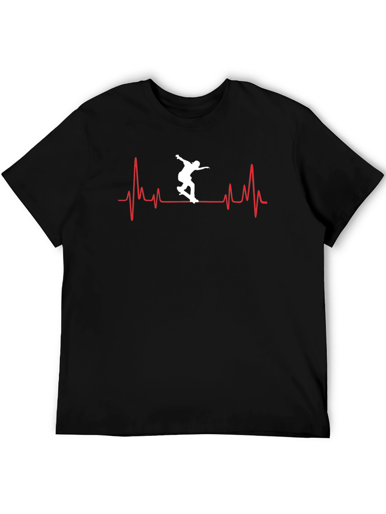Skateboarding Heartbeat T-Shirt - Cool Black Tee