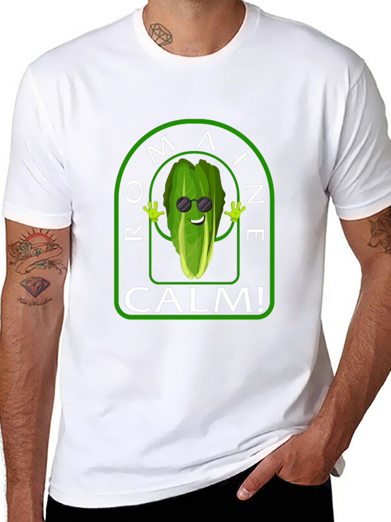Romaine Calm T-Shirt - Funny Vegetable Pun Tee