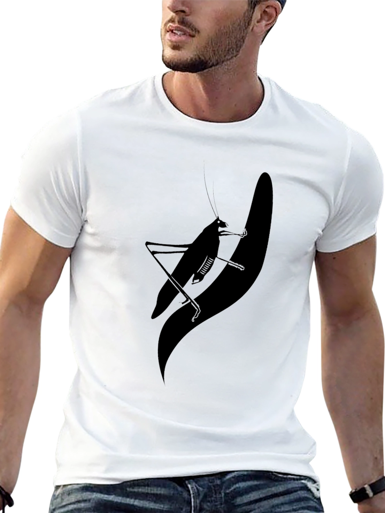Silhouette Grasshopper Graphic Tee - Black