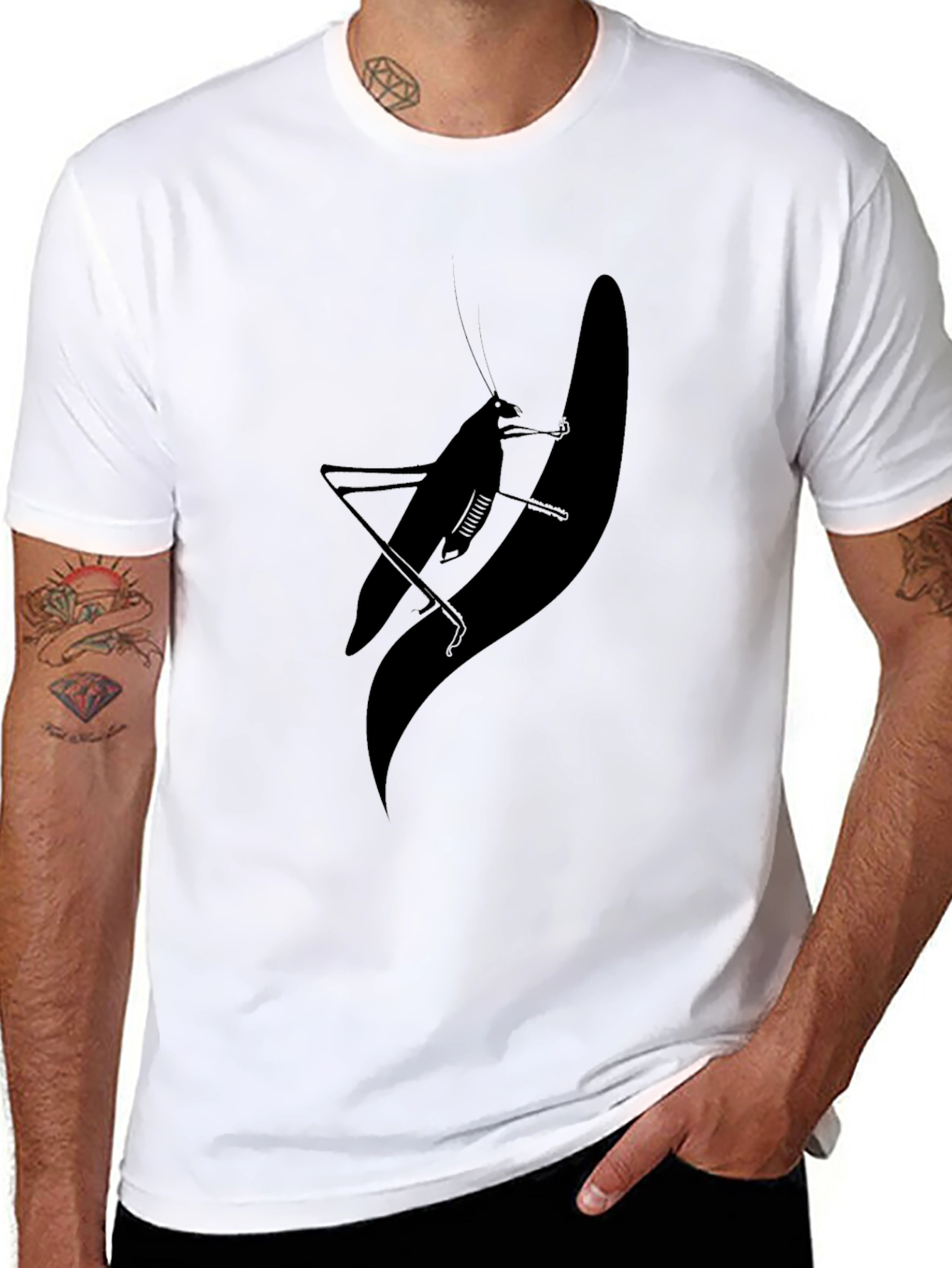 Silhouette Grasshopper Graphic Tee - Black