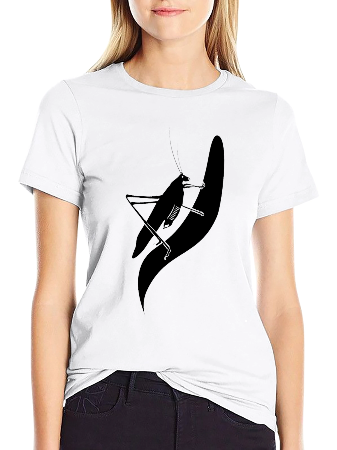 Silhouette Grasshopper Graphic Tee - Black