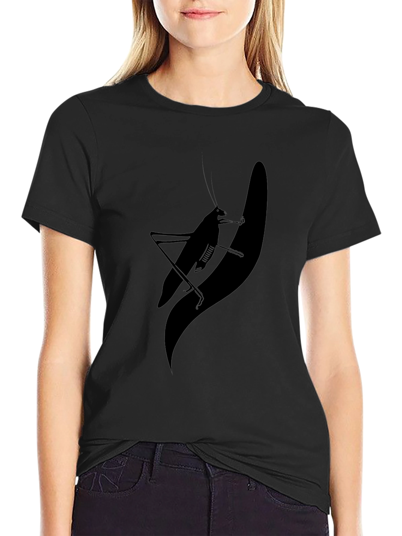 Silhouette Grasshopper Graphic Tee - Black