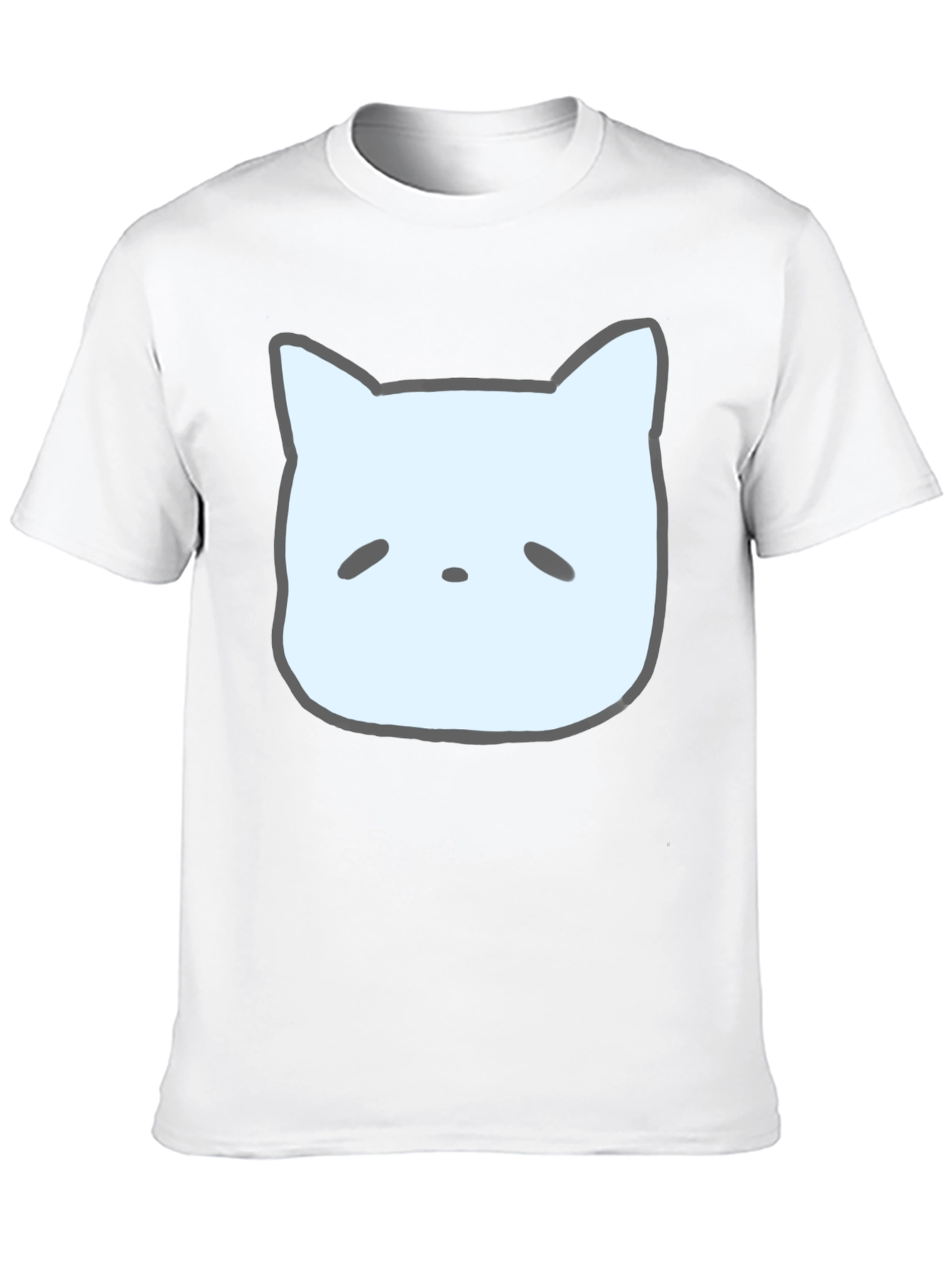 Cute Cat Face Graphic Tee - Casual Black T-Shirt