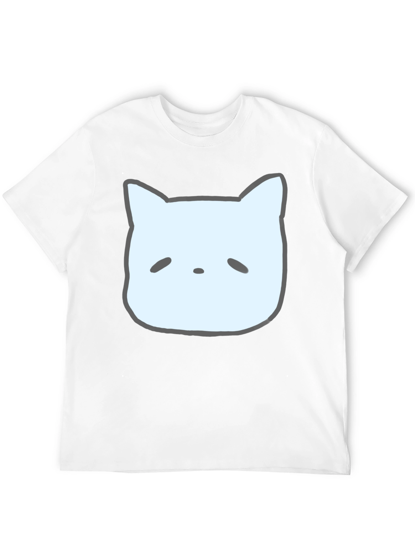 Cute Cat Face Graphic Tee - Casual Black T-Shirt