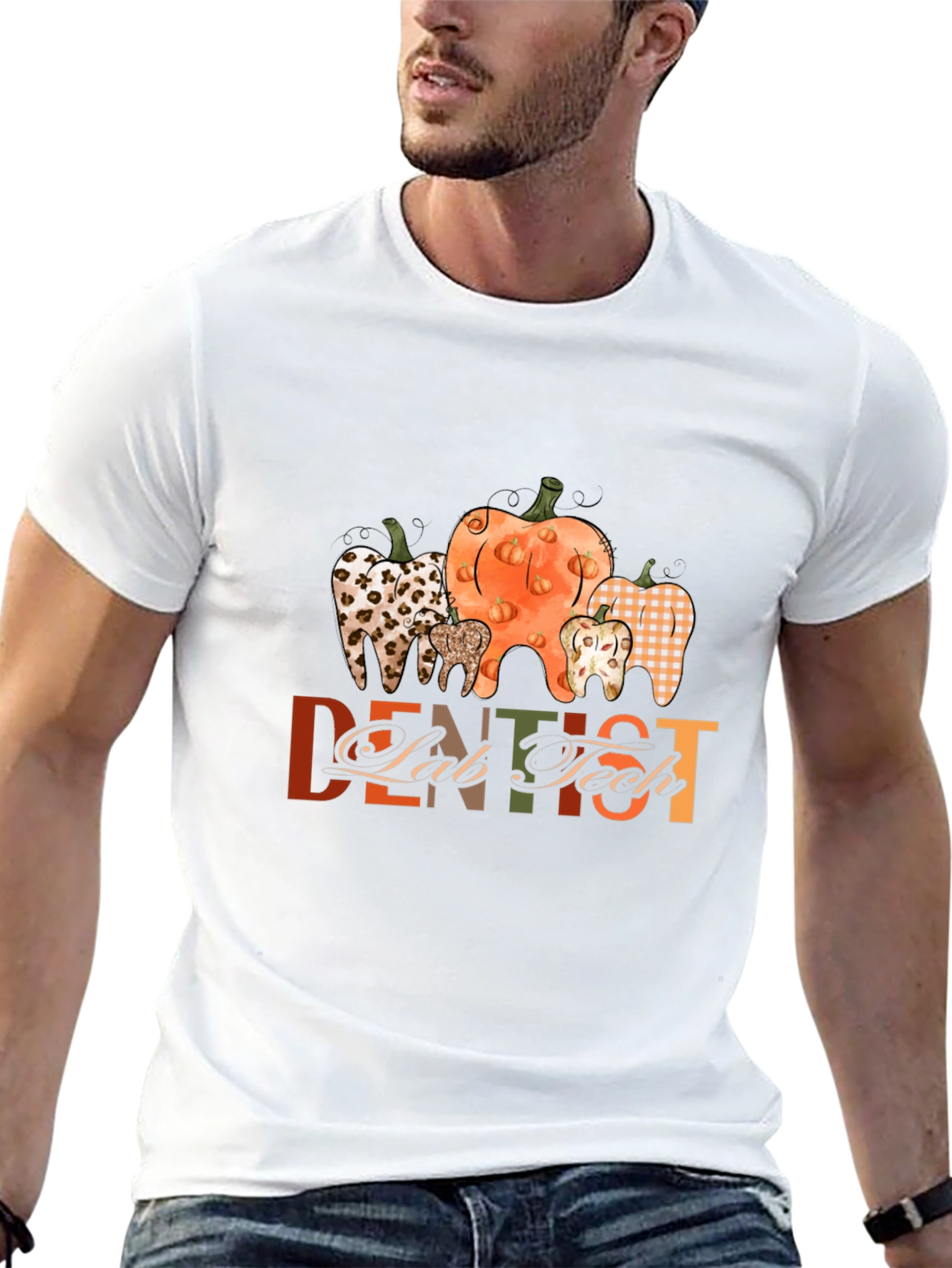 Fall Dentist T-Shirt with Pumpkin and Tooth Design