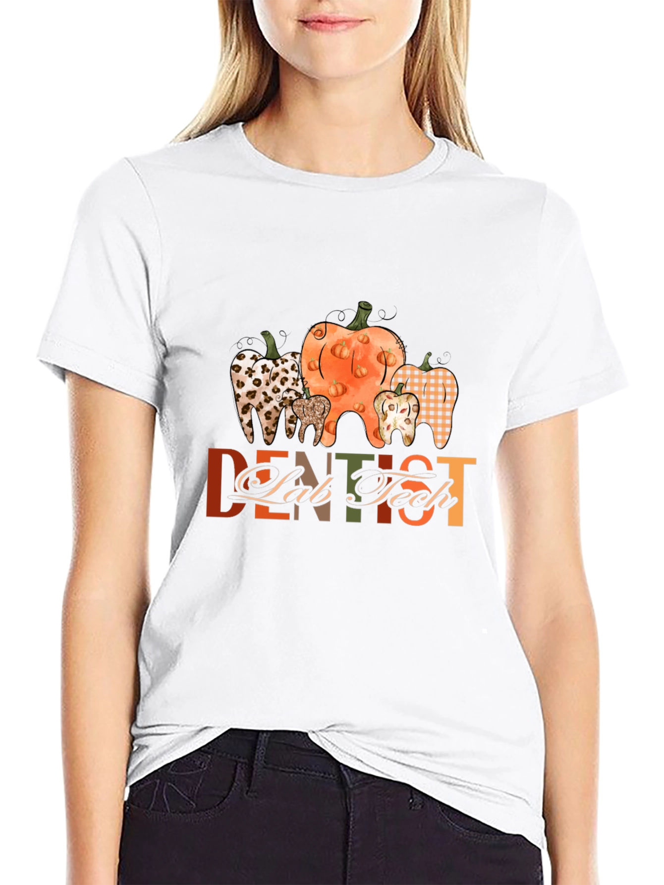 Fall Dentist T-Shirt with Pumpkin and Tooth Design