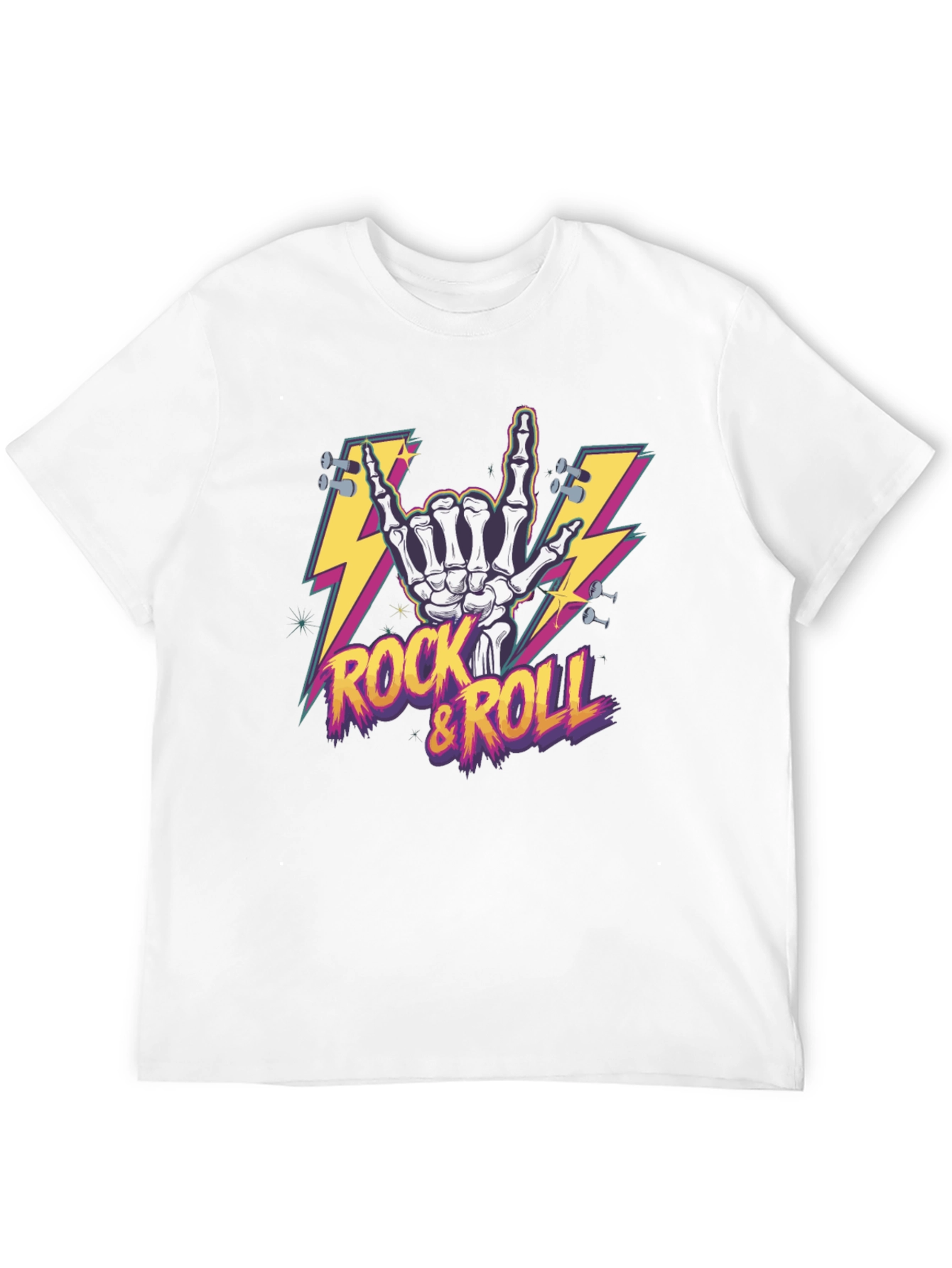 Rock & Roll Skeleton Hand Graphic T-Shirt