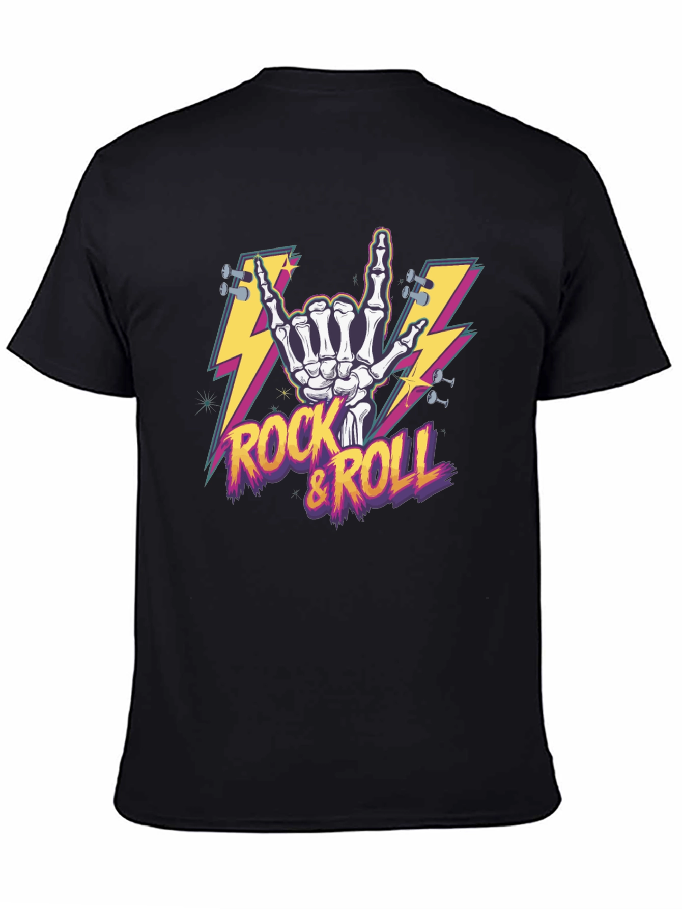Rock & Roll Skeleton Hand Graphic T-Shirt