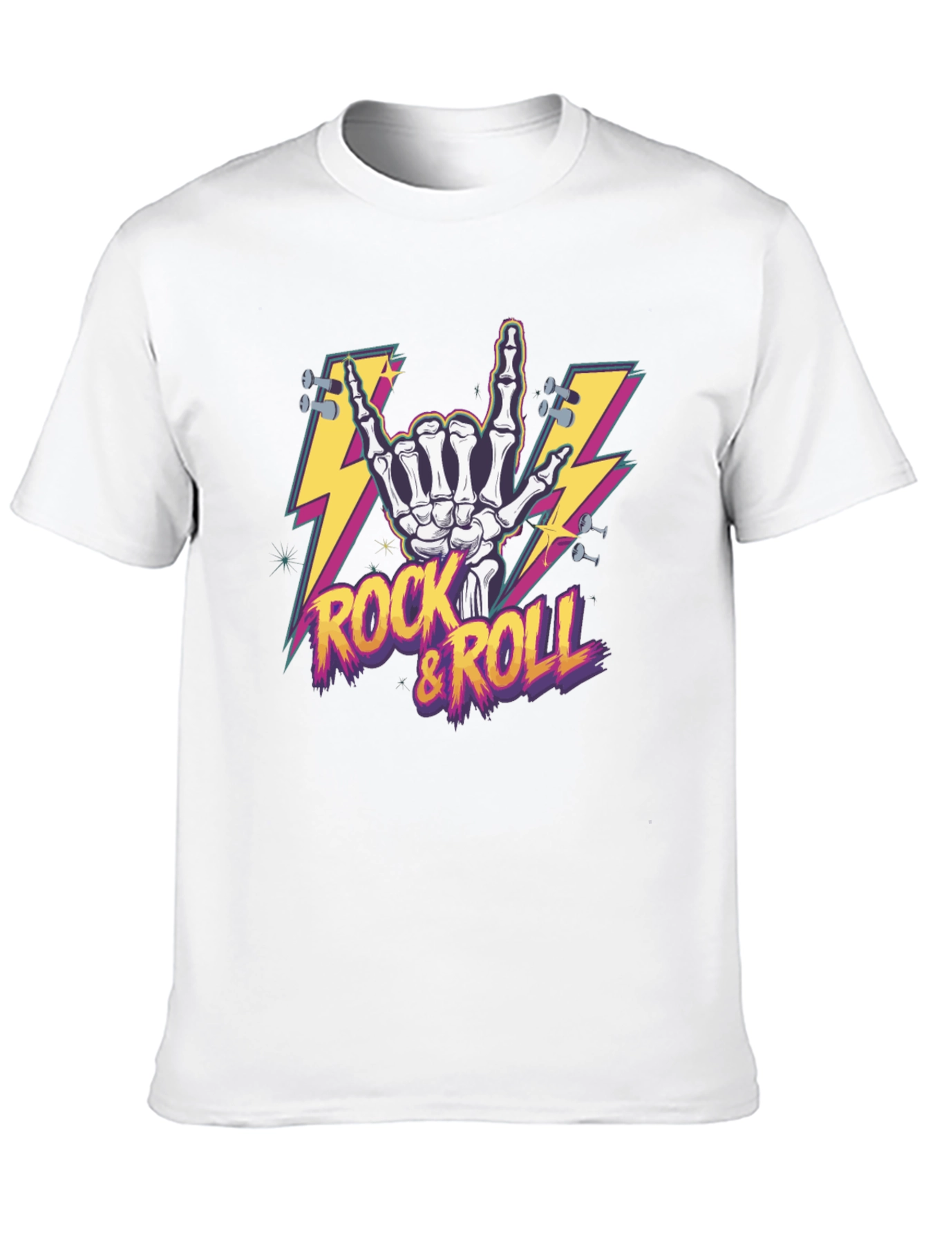 Rock & Roll Skeleton Hand Graphic T-Shirt