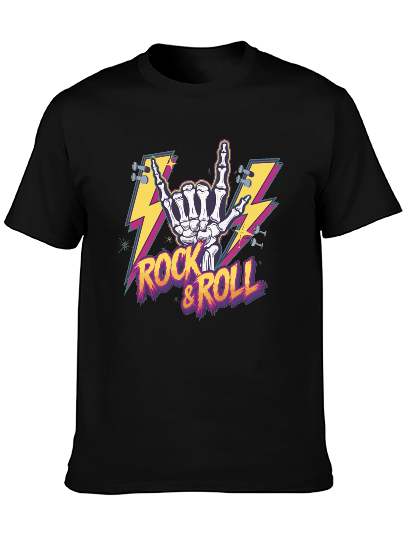 Rock & Roll Skeleton Hand Graphic T-Shirt