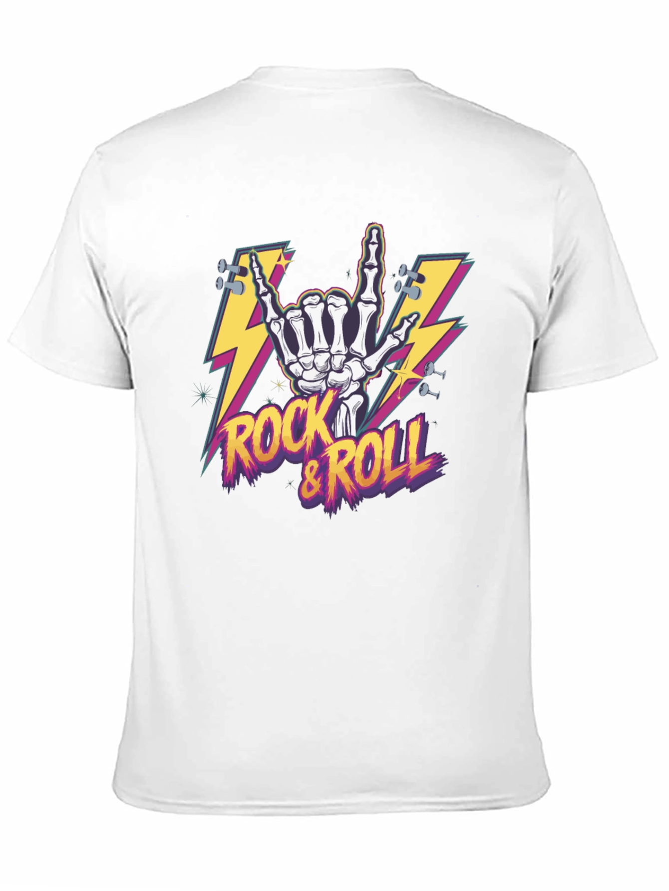 Rock & Roll Skeleton Hand Graphic T-Shirt