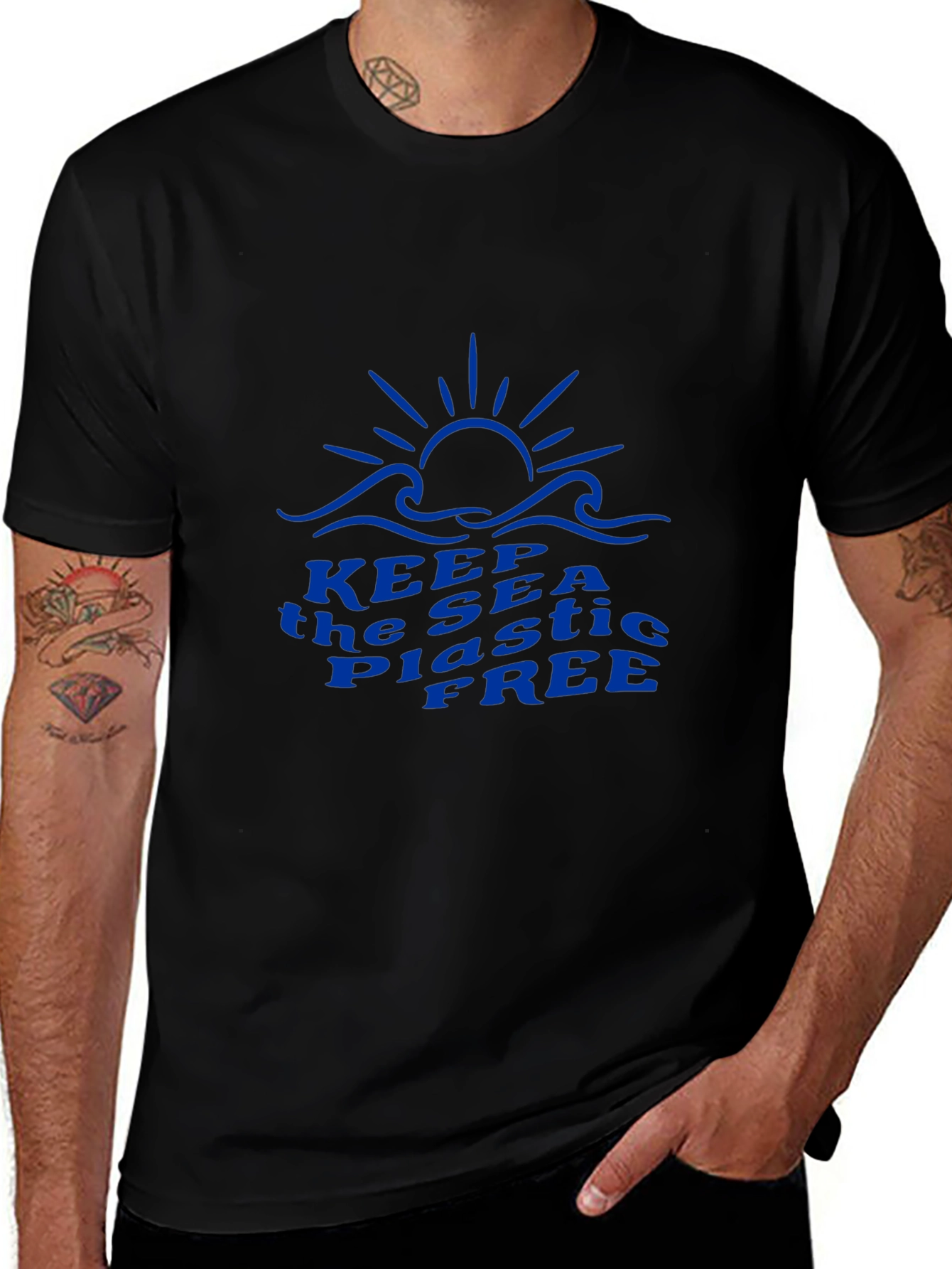 Keep the Sea Plastic Free Black Graphic Tee