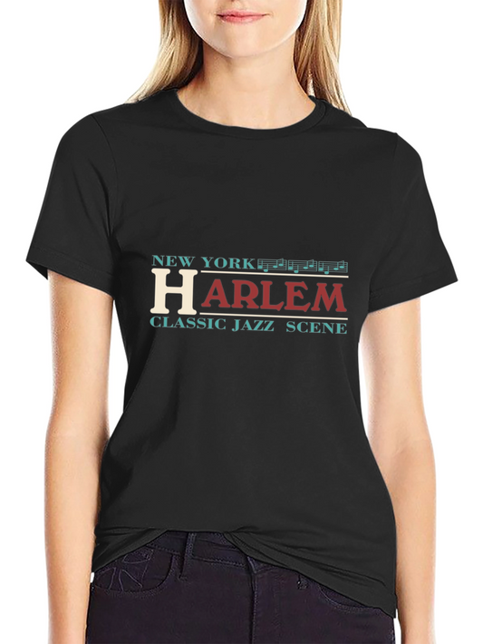 New York Harlem Jazz Scene Black Tee Shirt