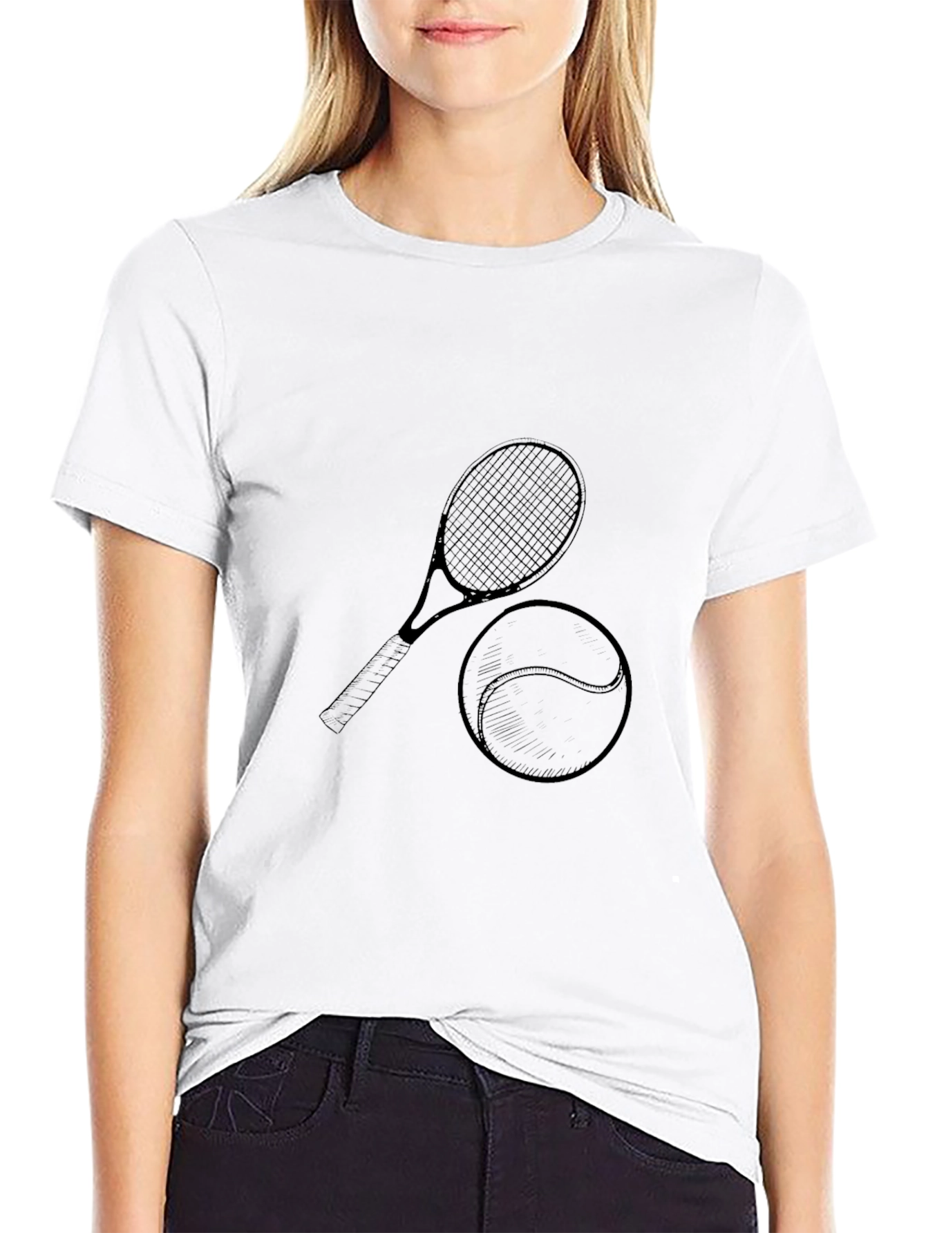 Tennis Racquet and Ball Graphic T-Shirt