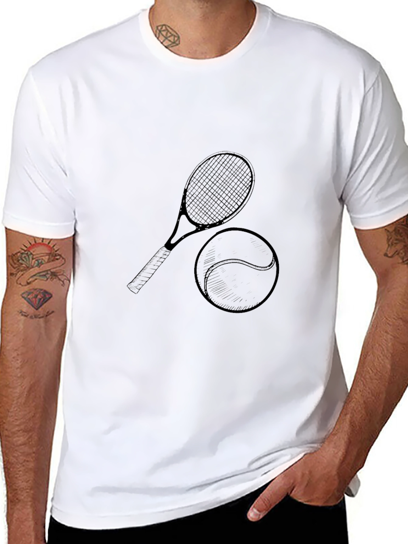 Tennis Racquet and Ball Graphic T-Shirt
