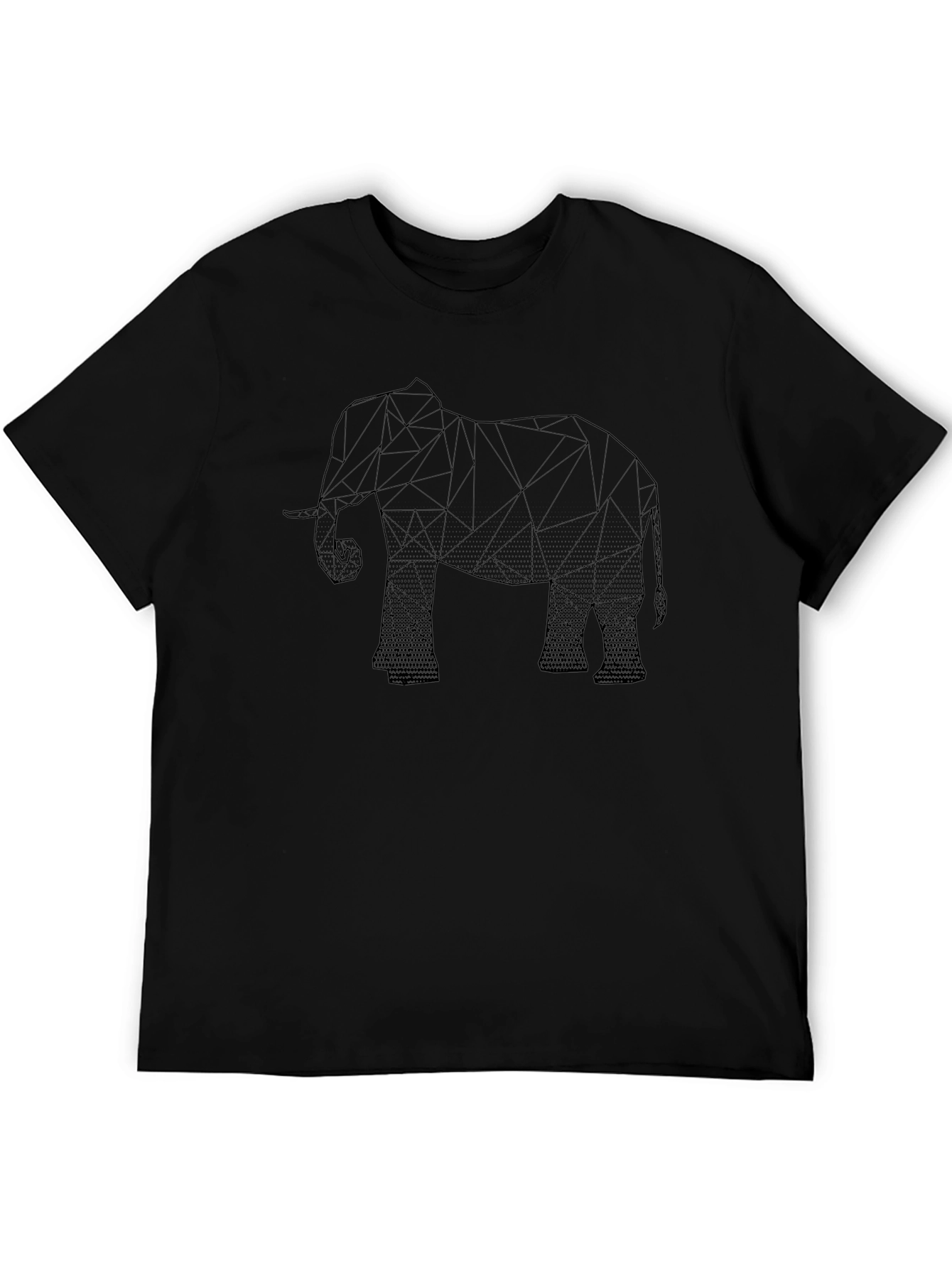 Geometric Elephant Graphic T-Shirt - Black