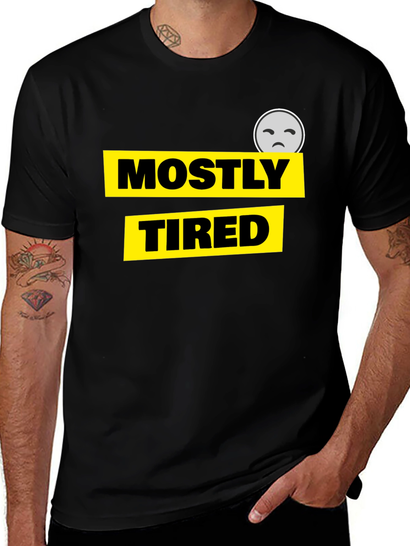 Mostly Tired Graphic Tee - Black Cotton Comfort