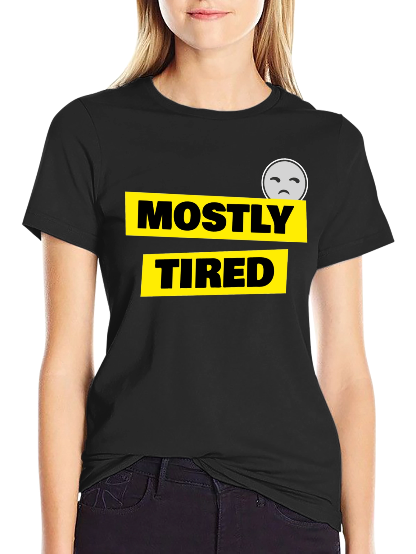Mostly Tired Graphic Tee - Black Cotton Comfort