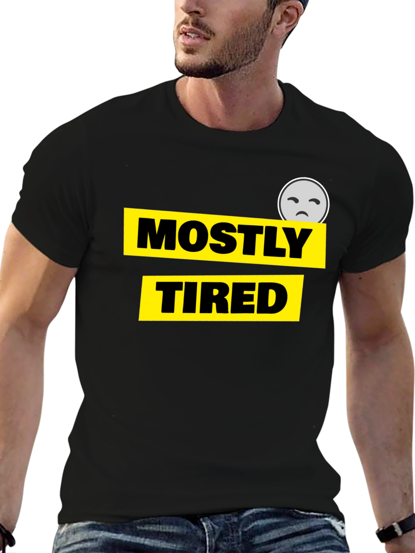 Mostly Tired Graphic Tee - Black Cotton Comfort