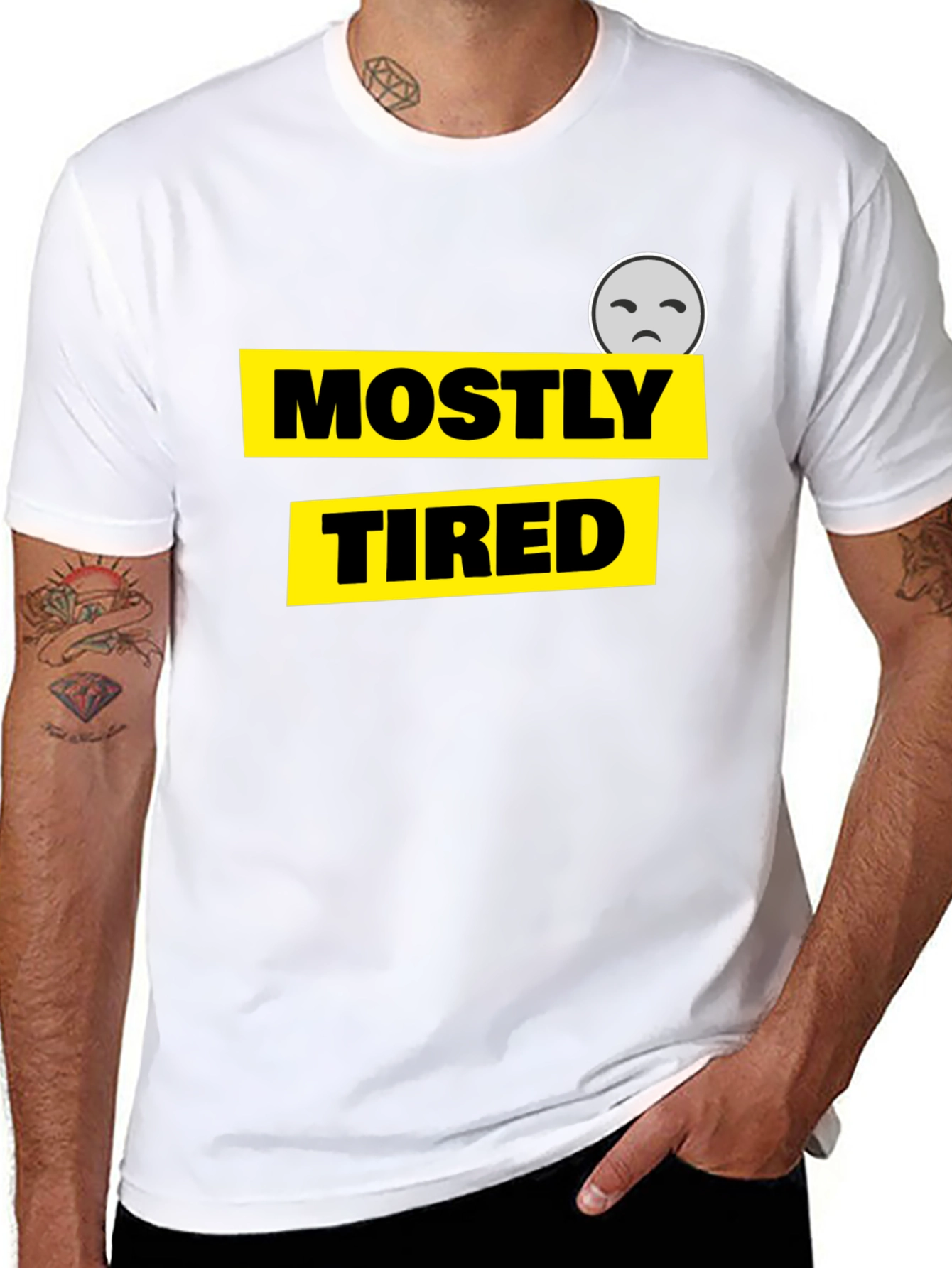 Mostly Tired Graphic Tee - Black Cotton Comfort