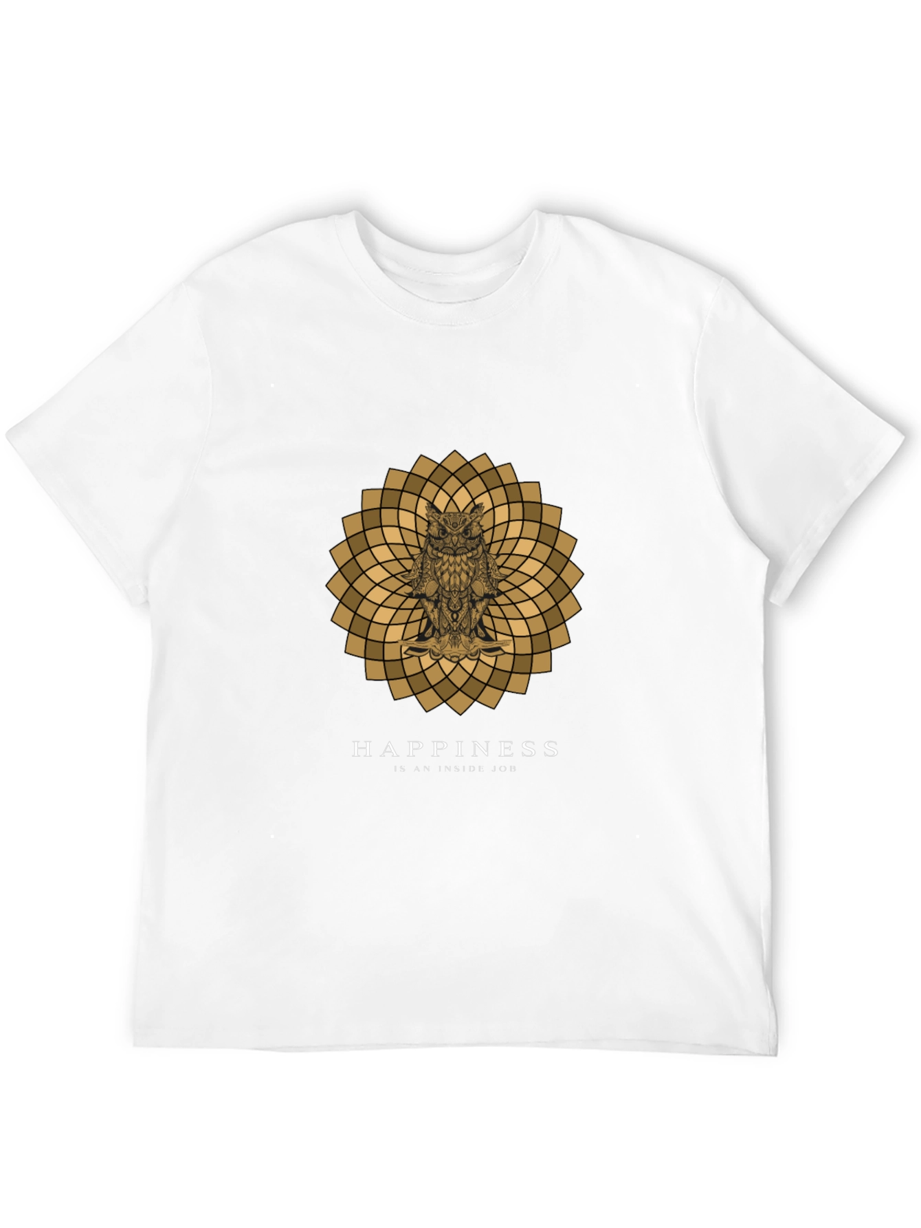 Owl Mandala Graphic Print Black T-Shirt