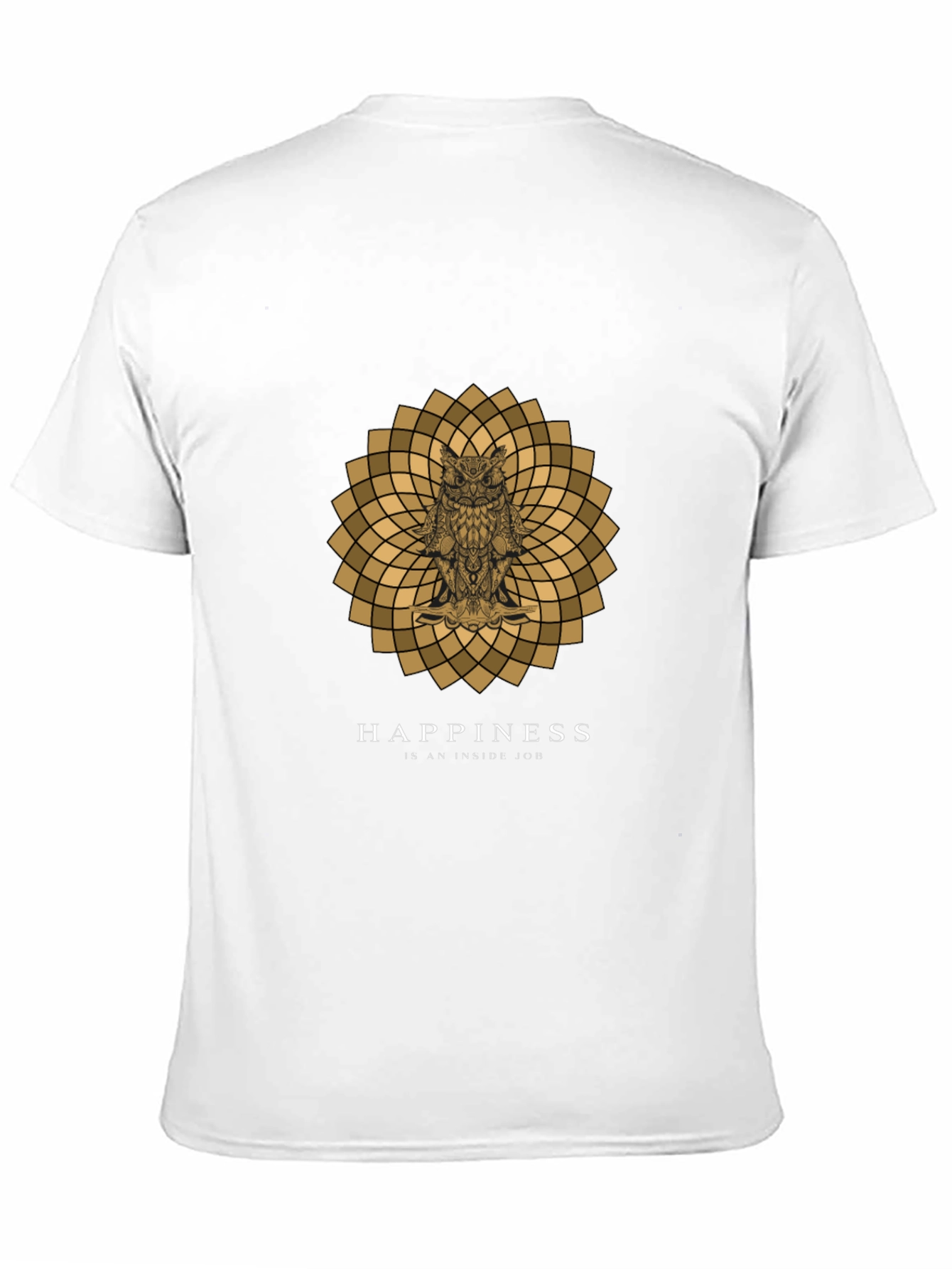 Owl Mandala Graphic Print Black T-Shirt