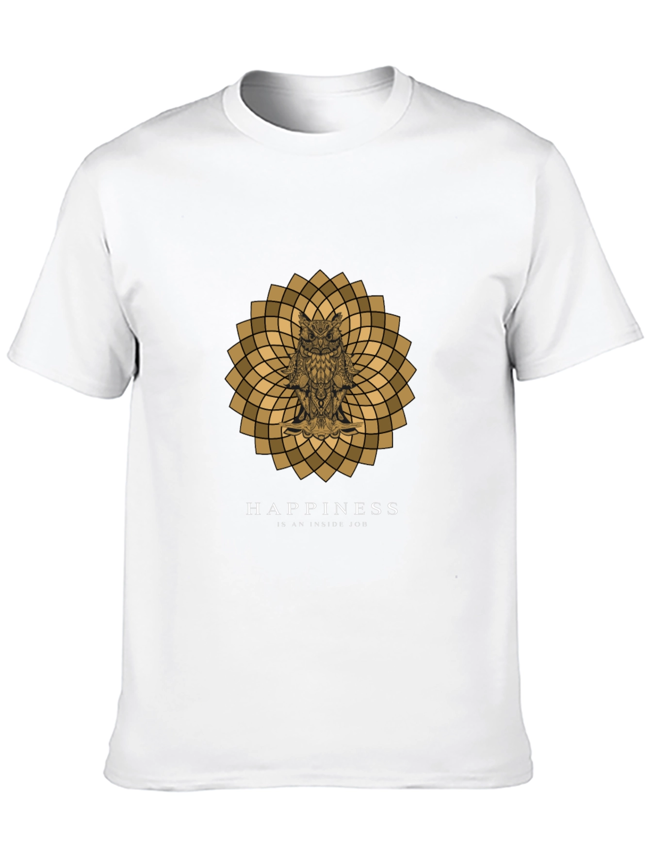 Owl Mandala Graphic Print Black T-Shirt