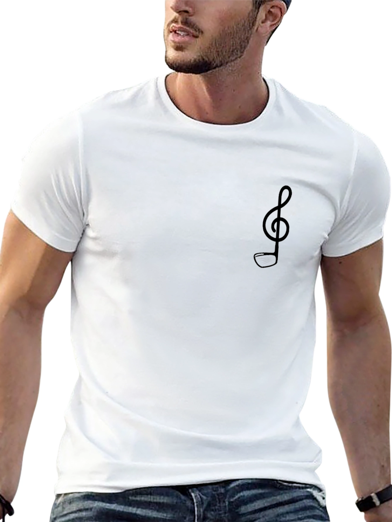 Mens Black Treble Clef Graphic Tee
