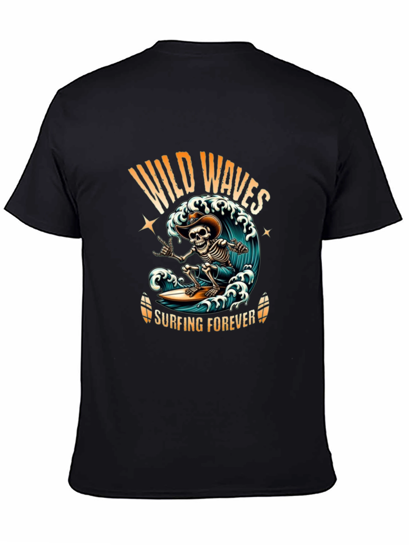 Wild Waves Surfing Skeleton T-Shirt