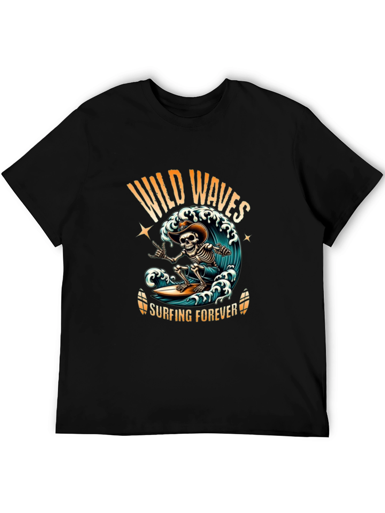 Wild Waves Surfing Skeleton T-Shirt