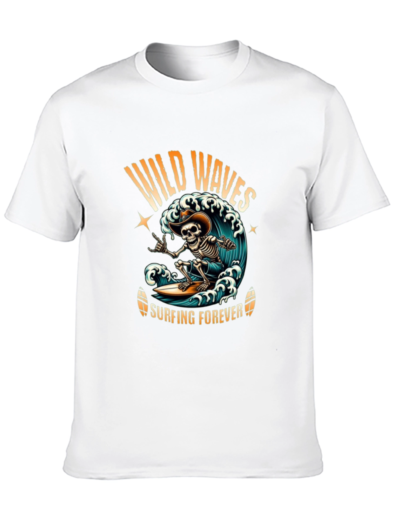 Wild Waves Surfing Skeleton T-Shirt