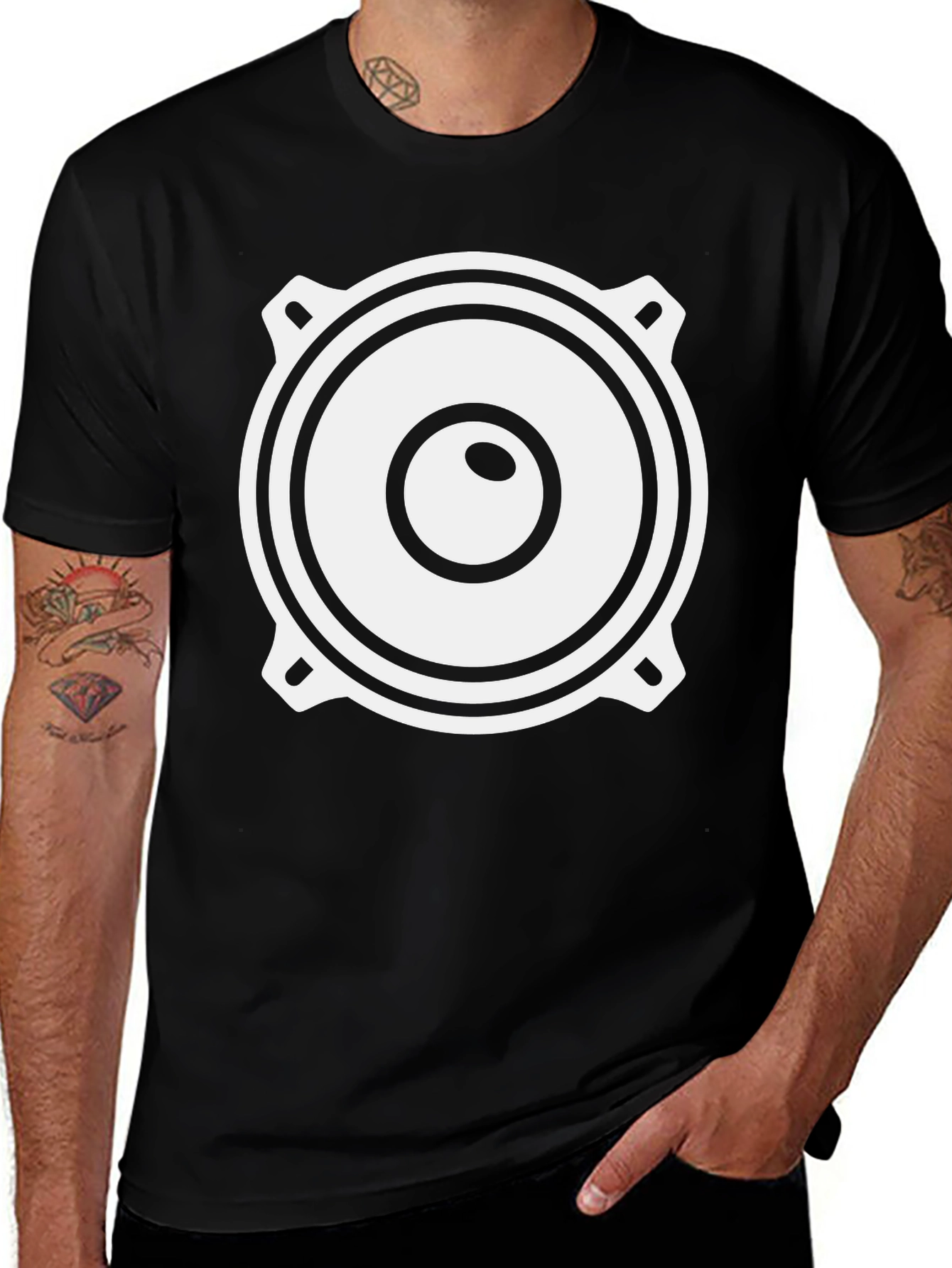 Speaker Graphic Black T-Shirt - Sound System Tee