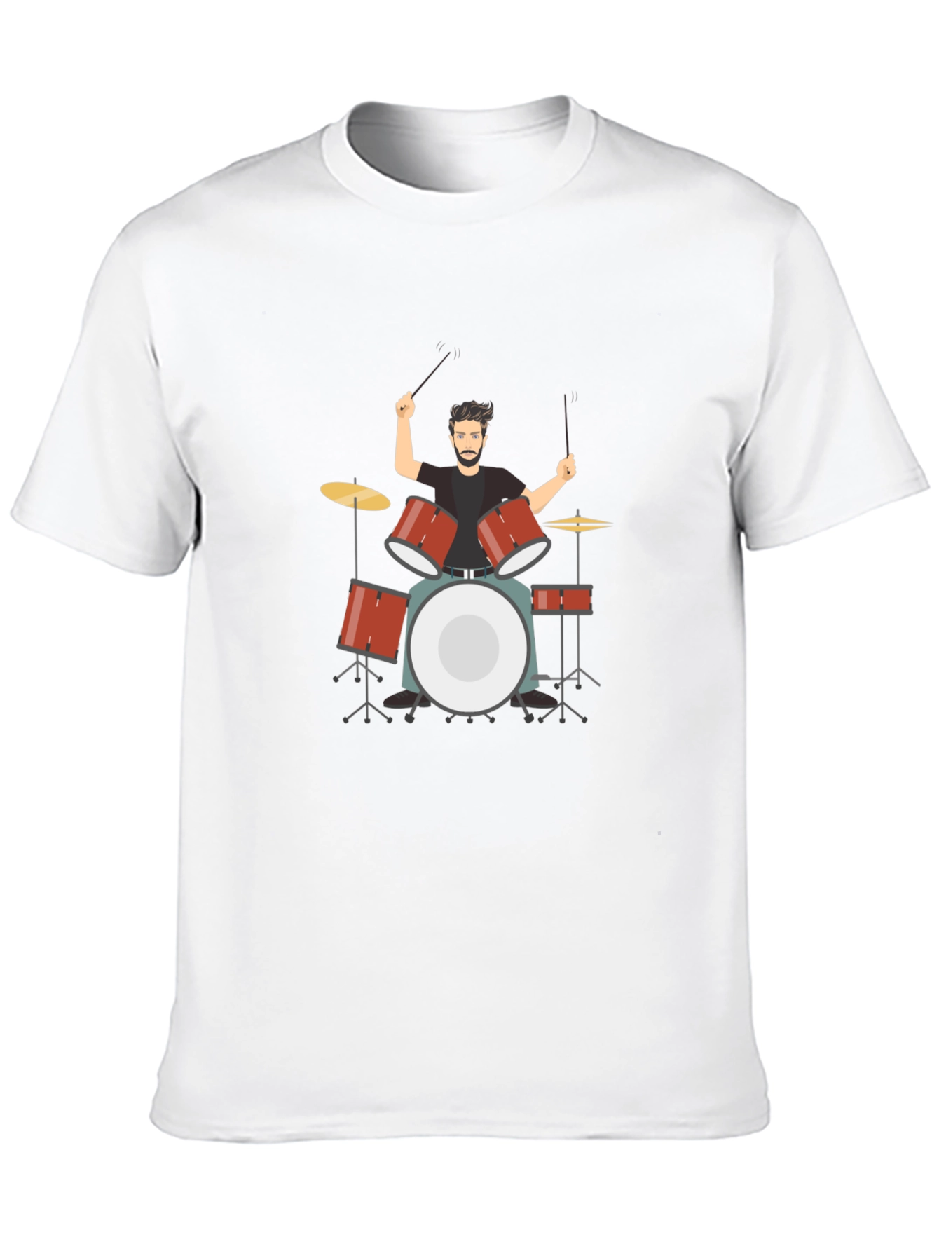 Drummer Graphic Tee - Black Cotton Blend T-Shirt