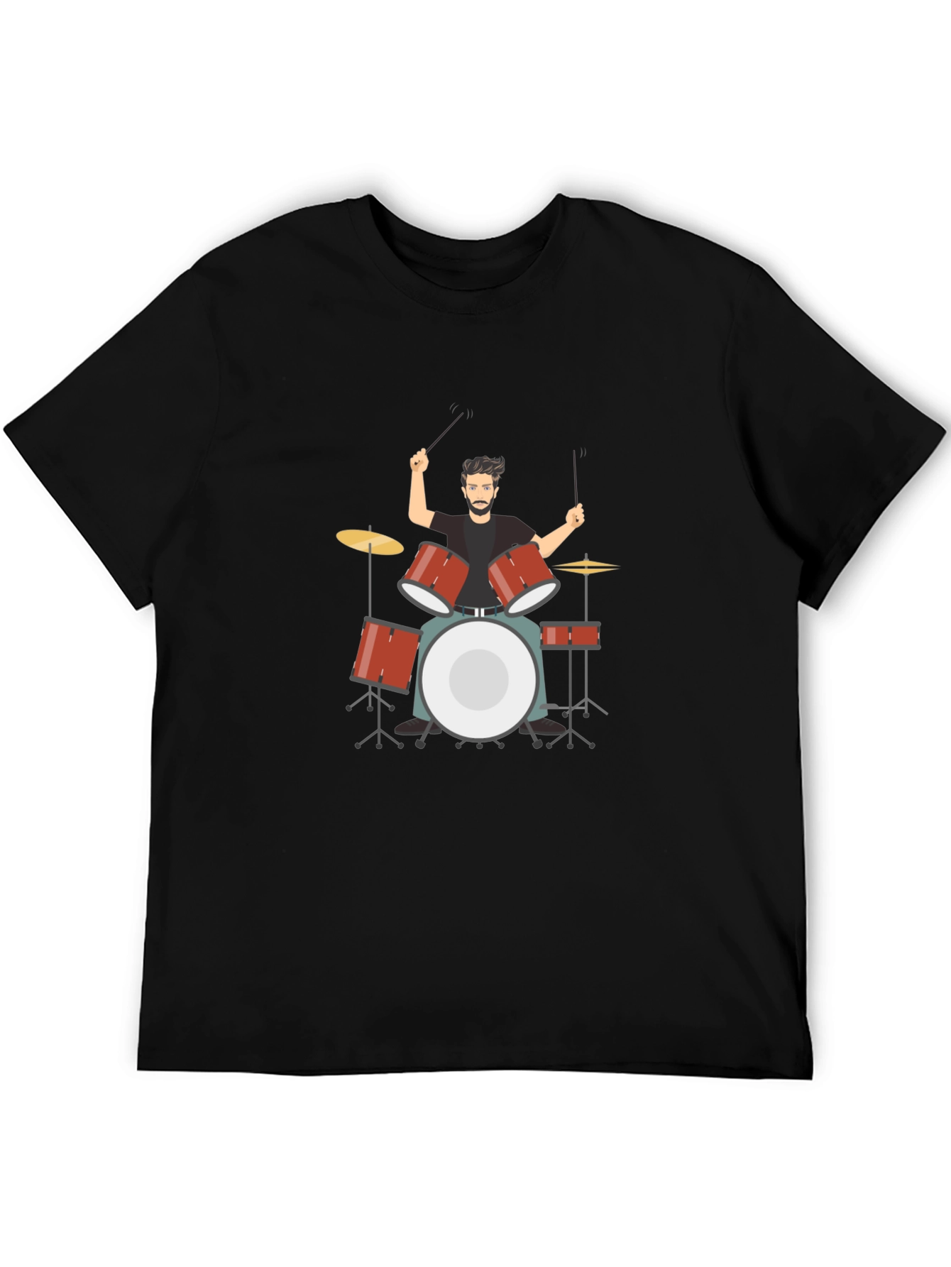 Drummer Graphic Tee - Black Cotton Blend T-Shirt