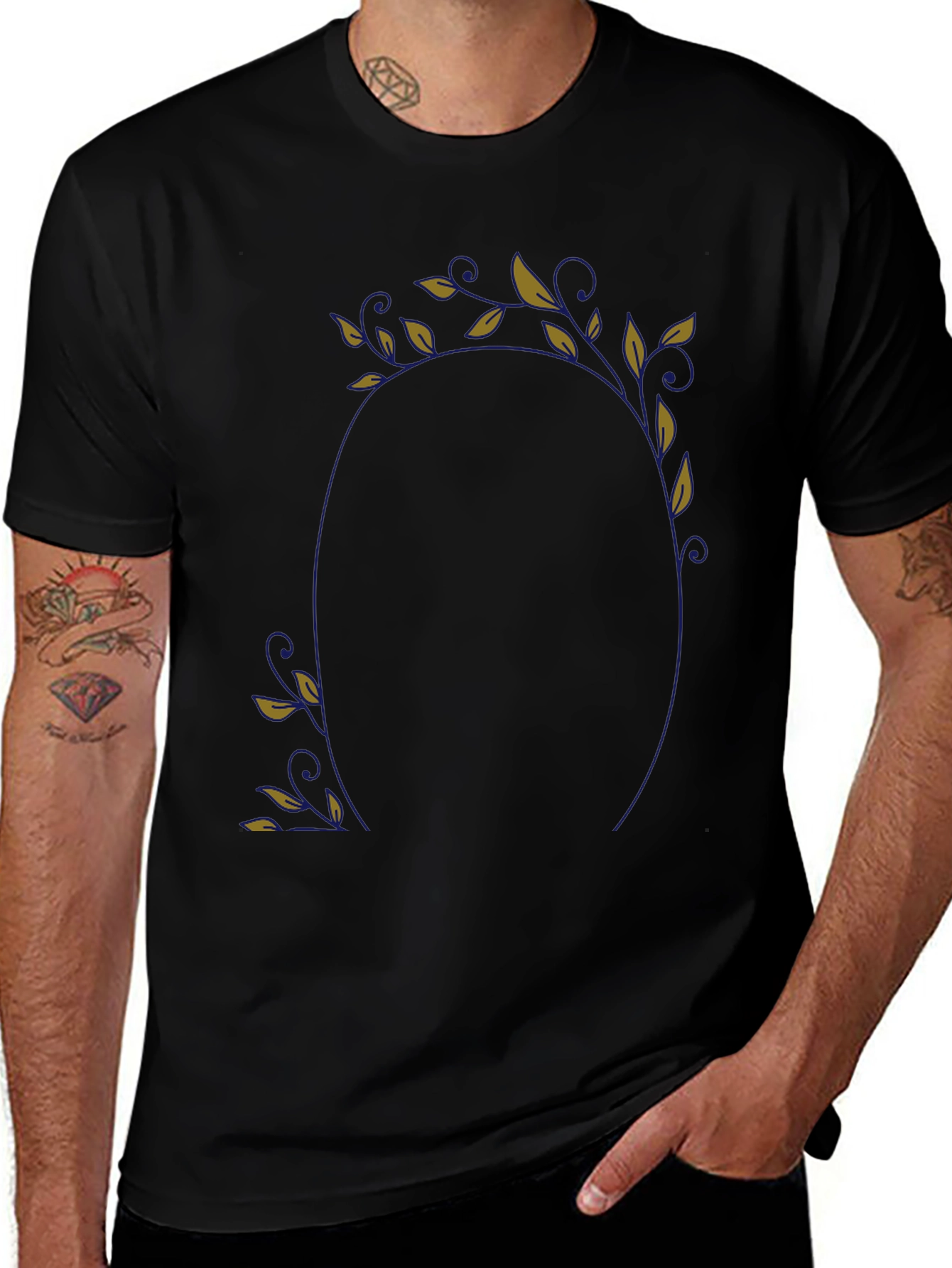 Floral Frame Black T-Shirt