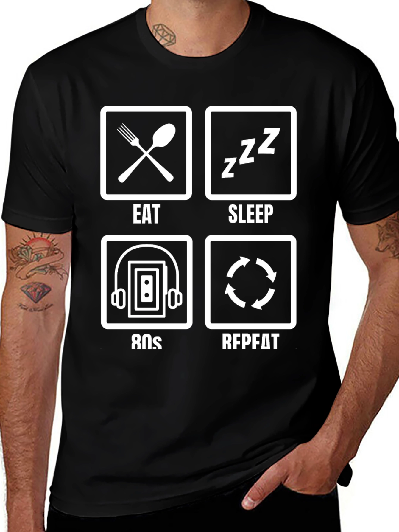 Eat Sleep 80s Repeat Funny Graphic T-Shirt