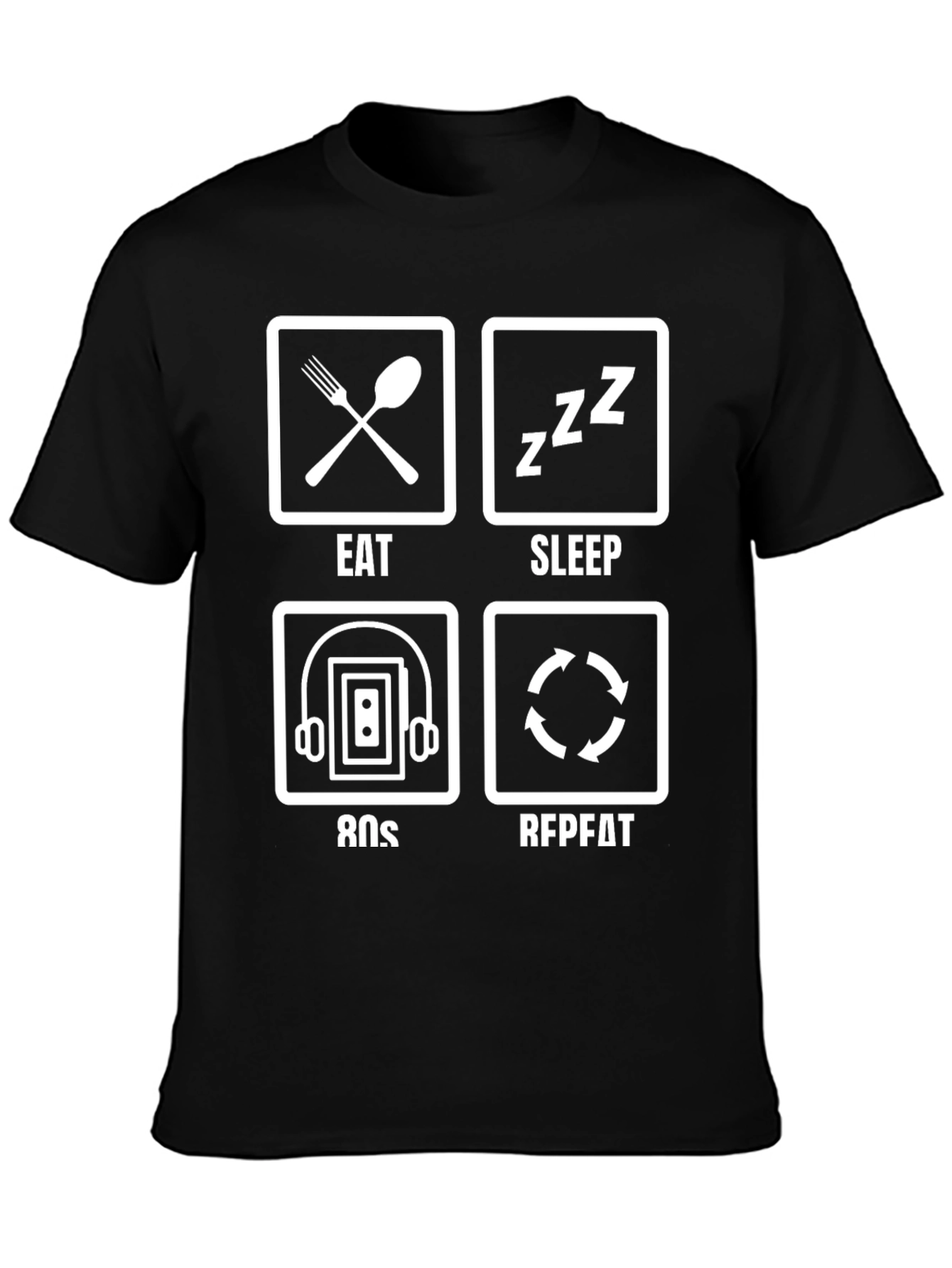 Eat Sleep 80s Repeat Funny Graphic T-Shirt