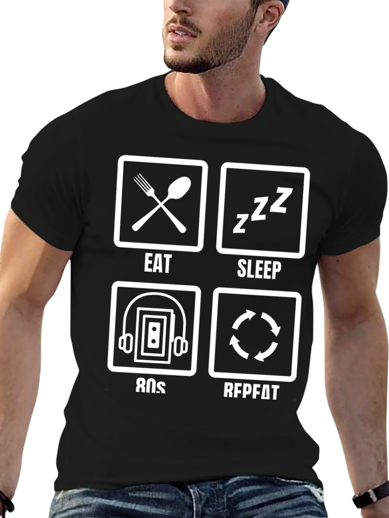 Eat Sleep 80s Repeat Funny Graphic T-Shirt