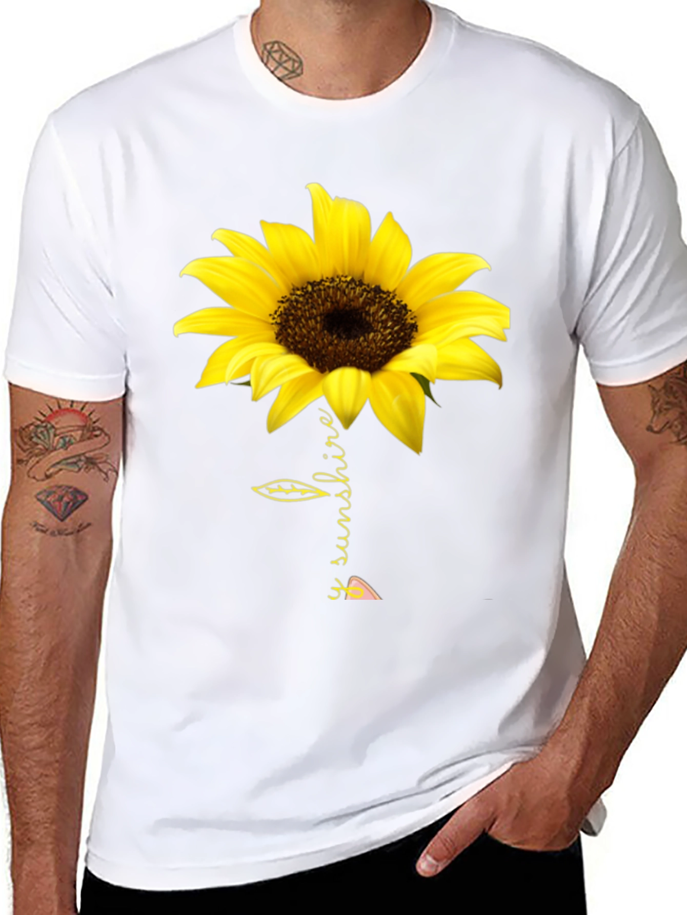 Sunflower Sunshine Graphic Tee - Black Cotton T-Shirt