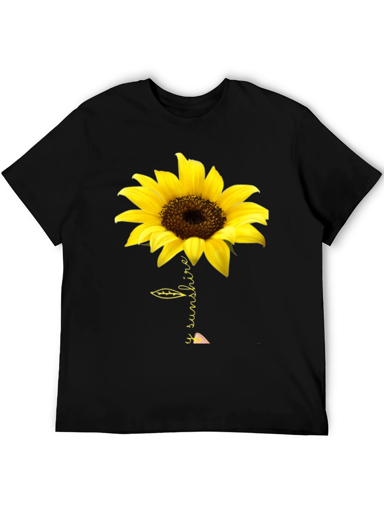 Sunflower Sunshine Graphic Tee - Black Cotton T-Shirt